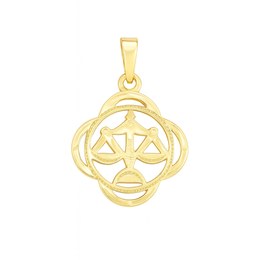 Stříbrný zlacený přívěs zvěrokruh Váhy čtyřlístek