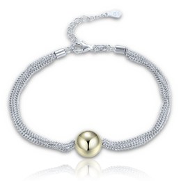 MINET Elegantní dvoubarevný stříbrný náramek se třemi řetízky s kuličkou