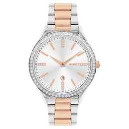 MINET Stříbrno-růžové dámské hodinky AVENUE MWL5306