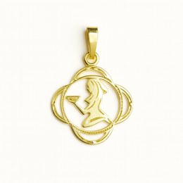 Stříbrný zlacený přívěs zvěrokruh Panna čtyřlístek