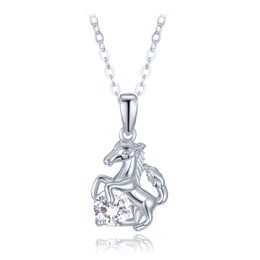 MINET Stříbrný náhrdelník kůň s bílým zirkonem