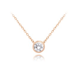 MINET Decentní Rose gold stříbrný náhrdelník s bílým zirkonem