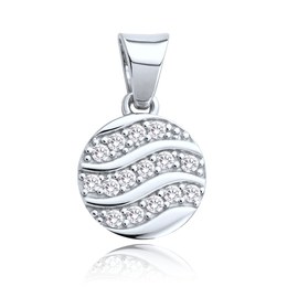 MINET Přívěsek z bílého zlata kolečko s bílým zirkonem Au 585/1000 1,10g