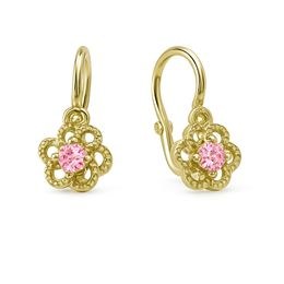 Zlaté naušnice kytičky růžové brizura