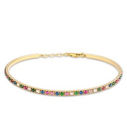 MINET Luxusní zlatý náramek s různobarevnými zirkony Au 585/1000 3,70g
