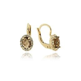 Zlaté naušnice - zirkony, záhněda