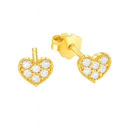 Zlaté 585/1000 náušnice Srdce se zirkony - puzeta TU-3041