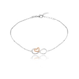MINET Rose gold stříbrný řetízek na kotník FOREVER LOVE