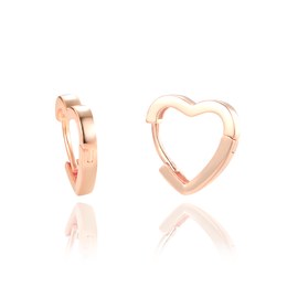 MINET Elegantní rose gold stříbrné náušnice srdce