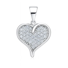 Zlatý 585/1000 přívěsek z bílého zlata srdce 30038