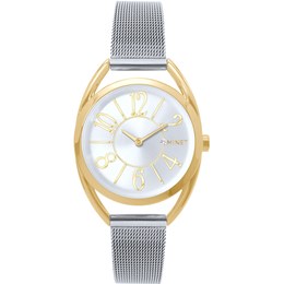 MINET Stříbrno-zlaté dámské hodinky s čísly ICON Bicolor MWL5247