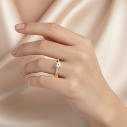 Zlatý 585/1000 prsten se zirkonem 5045