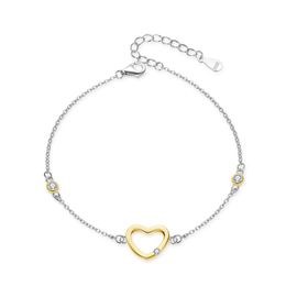 MOISS stříbrný náramek BICOLOR GOLD SRDCE