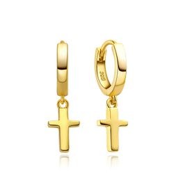 MOISS stříbrné náušnice KŘÍŽEK GOLD