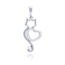 MOISS přívěsek z bílého zlata KOČKA