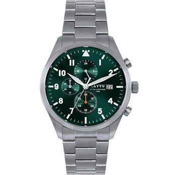 LAVVU Pánské titanové hodinky PILOT Chronograph Emerald Green 100M Sapphire