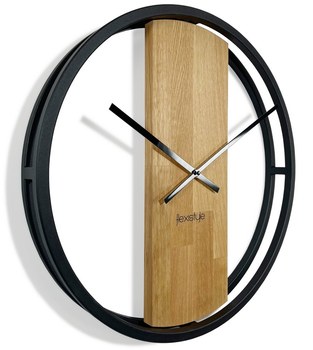 Flexistyle z231 - 50 cm velké nástěnné hodiny s kovovým rámem a dřevem z přírodního dubu