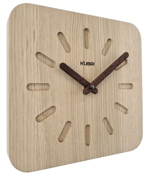 KUBRi 0152 - 30 cm hodiny z dubového masívu včetně dřevěných ručiček
