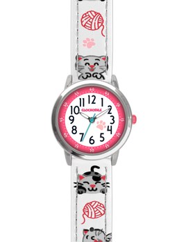 CLOCKODILE Bílé dívčí dětské hodinky KOČKY CWG5140