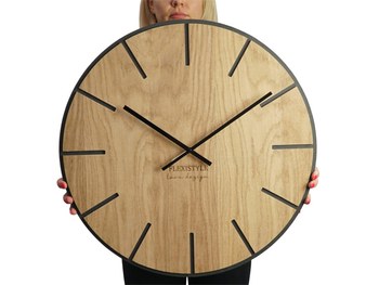Flexistyle z216 - velké dubové nástěnné hodiny s průměrem 60 cm