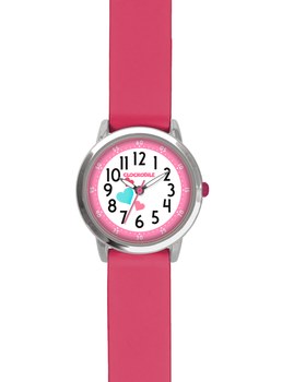 CLOCKODILE Růžové dívčí dětské hodinky se srdíčky a tmavě růžovým silikonovým řemínkem