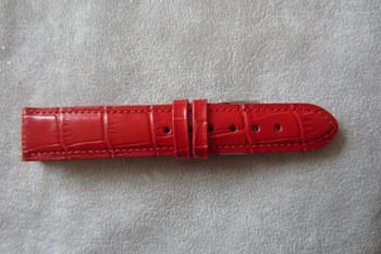 Červený prošitý řemínek LAVVU CROCO z luxusní kůže Top Grain - 20