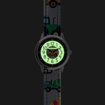 CLOCKODILE Svítící šedé chlapecké dětské hodinky BAGRY