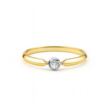 Zlatý 585/1000 prsten s briliantem a detailem z bílého zlata 381.1817 0,04ct