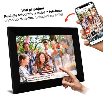 TFA 37.1000.01 - digitální fotorámeček s přesným časem a předpovědí počasí a aplikací Frameo