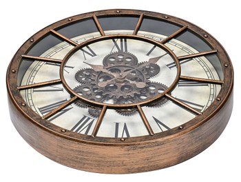 Designové nástěnné hodiny 45 cm s ozubenými koly s krásnou patinou
