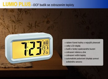 Rádiem řízený digitální budík s možností podsvícení TFA 60.2553.02 LUMIO PLUS - barva bílá