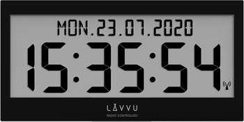 Černé digitální hodiny s češtinou LAVVU MODIG řízené rádiovým signálem LCX0011