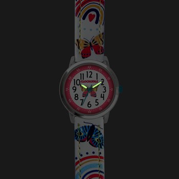 CLOCKODILE Bílé dívčí dětské hodinky MOTÝL