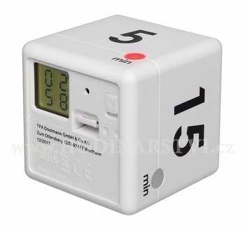 Digitální časovač TFA 38.2032.02 CUBE - bílý