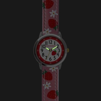 CLOCKODILE Růžové dívčí dětské hodinky JAHODY