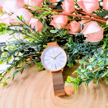 MINET Rose gold dámské hodinky PRAGUE MESH MWL5207