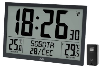 JVD RB9412.1 - Velké digitální hodiny s názvem dne v češtině a venkovní teplotou