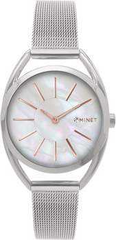 MINET Stříbrné dámské hodinky ICON PEARL MESH MWL5210