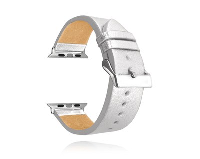 Stříbrný kožený řemínek MINET Top Grain pro APPLE WATCH 42-44 mm MSXAZS2
