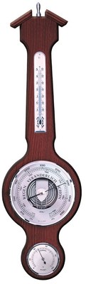 Fischer 4673S-22 - Barometr s teploměrem a vlhkoměrem na dřevěné podložce
