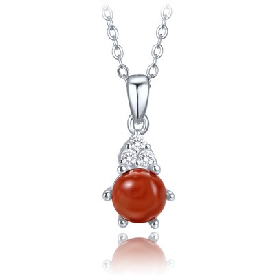 MINET Elegantní stříbrný 925/1000 náhrdelník s jaspisem a zirkonem JMAS0318CN45