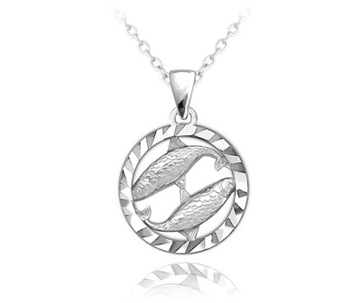 MINET Stříbrný 925/1000 náhrdelník Zodiac zvěrokruh RYBY