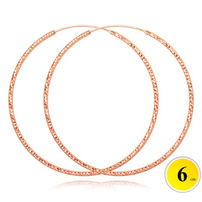MINET Rose gold broušené stříbrné 925/1000 náušnice KRUHY 6 cm
