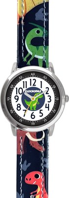 CLOCKODILE Svítící modré chlapecké dětské hodinky DINOSAUŘI