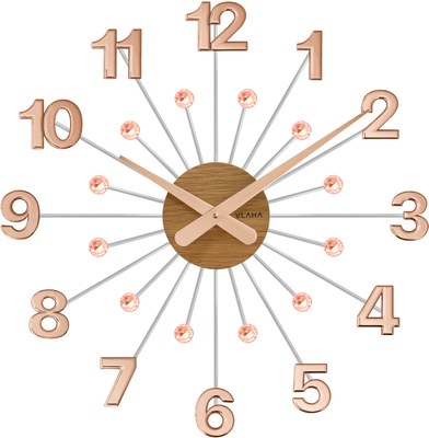 VLAHA VCT1086 - Dřevěné Rosegold hodiny s kameny DESIGN vyrobené v Čechách