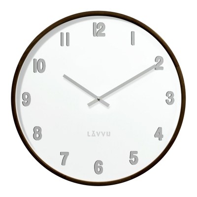 Tmavé dřevěné bílé hodiny LAVVU FADE LCT4061
