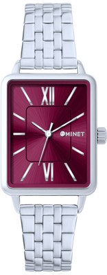MINET Stříbrno-vínové dámské hodinky SIENA MWL5401
