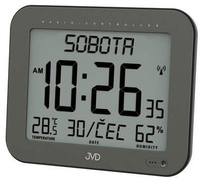 JVD DH9363.1 - Hodiny řízené signálem se zobrazením dne a měsíce v češtině a možností stálého osvětlení