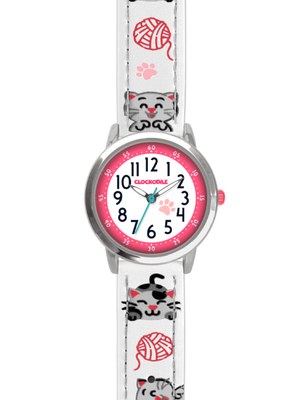 CLOCKODILE Bílé dívčí dětské hodinky KOČKY CWG5140