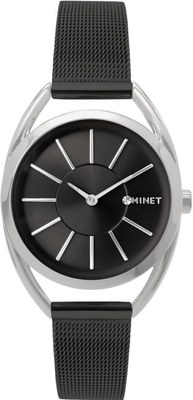 MINET Stříbrno-černé dámské hodinky ICON BLACK MESH MWL5098